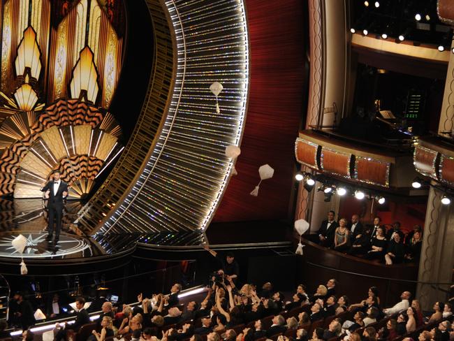 Last year’s host Jimmy Kimmel had doughnuts fall from the ceiling to appease hungry celebs. Picture: AP