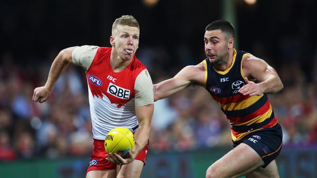 Dan Hannebery is out with a groin injury. Picture: Phil Hillyard