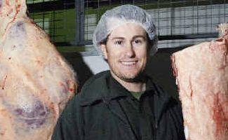 Judge's choice: Joseph Leven, of the Northern Co-operative Meat Company, with the Grand Champion Beef Week carcase, entered by NSW Central Coast producers Val and Len Tomkins. . Picture: Jay Cronan