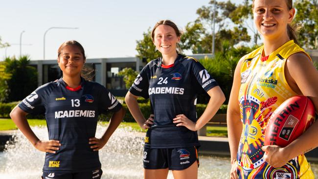 Sarcha Taylor (left) has emerged as a top prospect in SA women’s footy. Picture: Morgan Sette