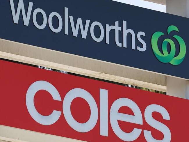 coles and woolies signs together