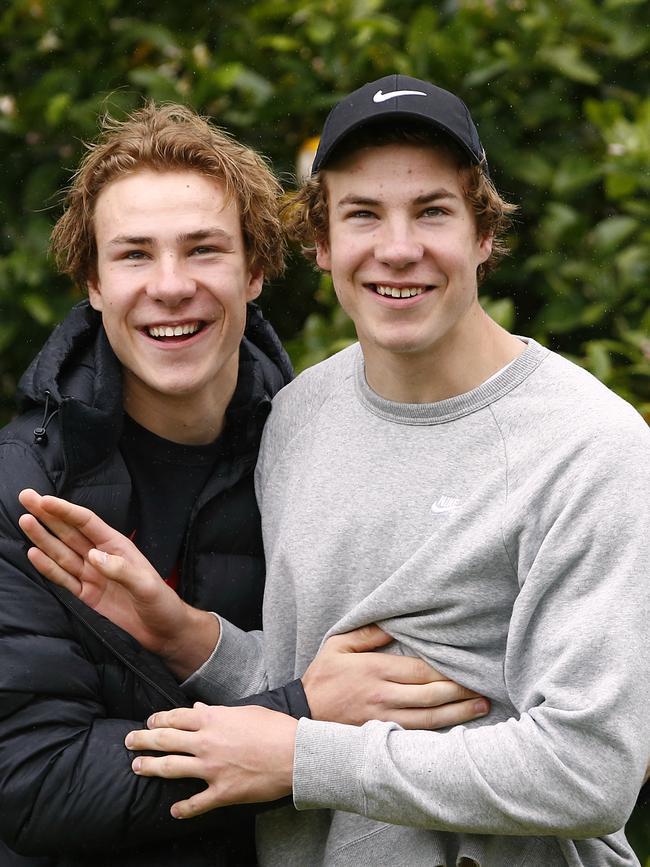 Harry and Ben after being drafted. Picture: Wayne Ludbey