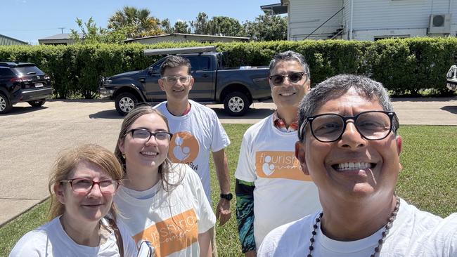 Donna Seri and her daughter Mia with Dr Rahul Dua, Dr Jay Iyer and and Professor Ajay Rane in Ingham. Picture: Supplied
