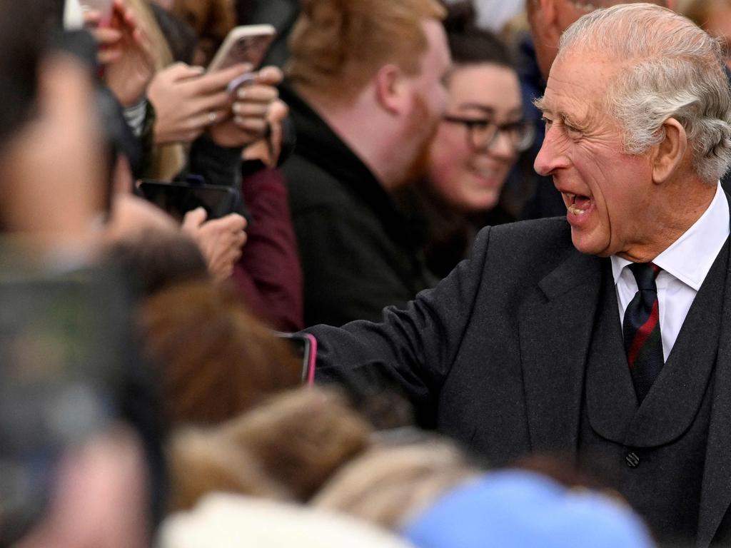 King Charles III meets members of the public after leaving from City Chambers, to walk to Dunfermline Abbey in Dunfermline in south east Scotland. Picture: AFP