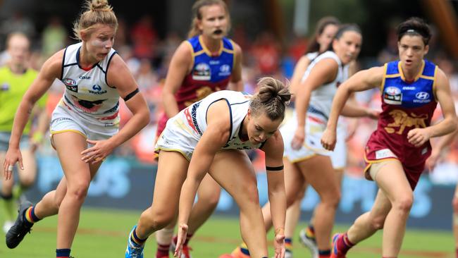 Abbey Holmes in action during the Women's AFLW Grand Final between the Brisbane Lions and Adelaide Crows at Metricon Stadium on the Gold Coast. Pics Adam Head