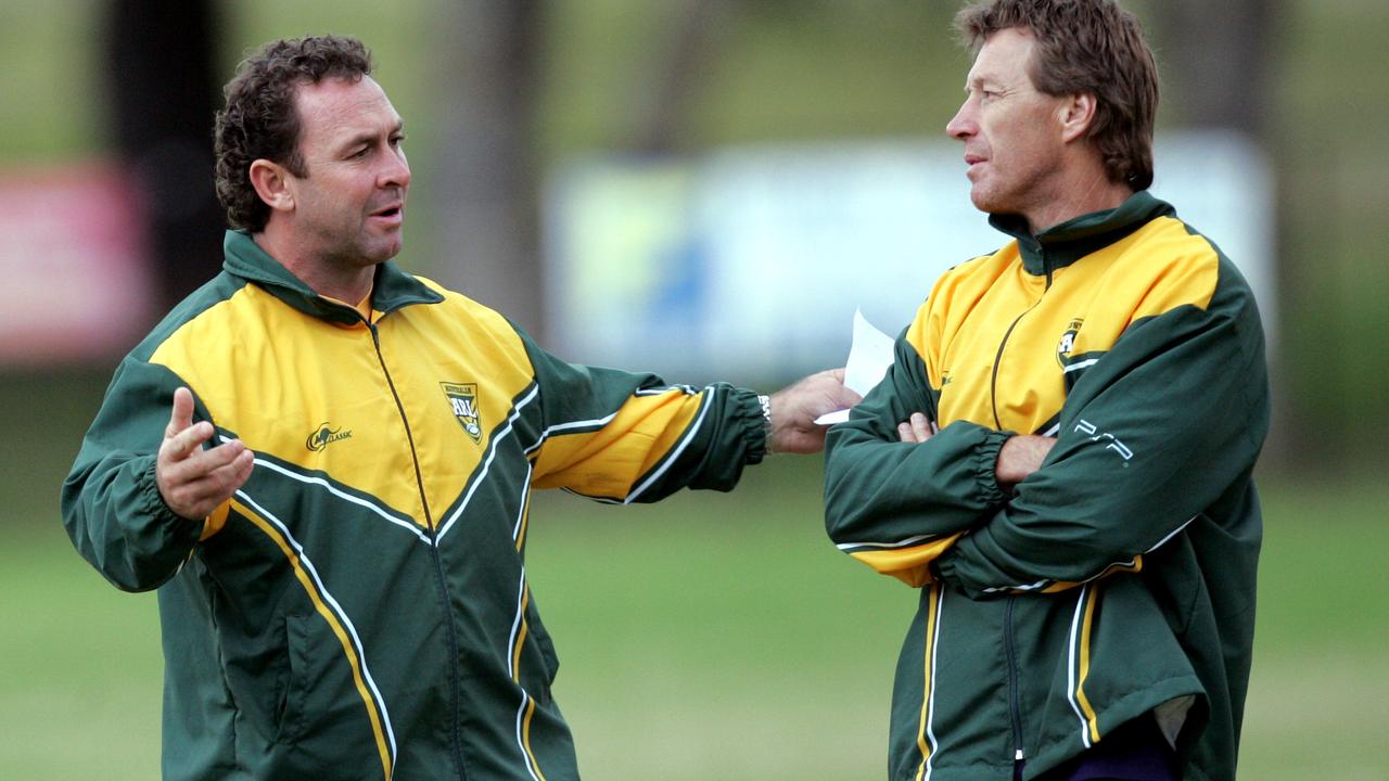 Ricky Stuart and Craig Bellamy during their time on the Kangaroos’ coaching staff in 2006.