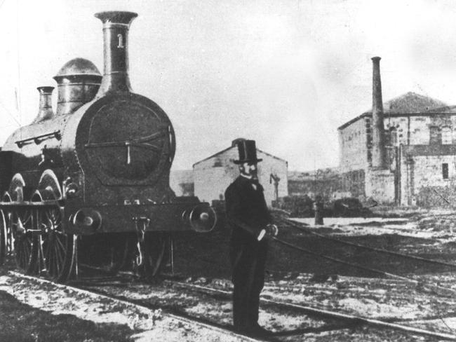 Engineer William Sixsmith with the first locomotive in Sydney in 1855. New South Wales went from zero to 4580km of tracks in the sixty years to Australia’s federation in 1901.