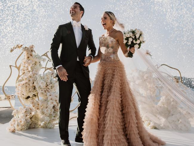 Ned O’Neil on his wedding day to Deborah Symond at Qualia resort Hamilton Island. Picture: Mint Partners