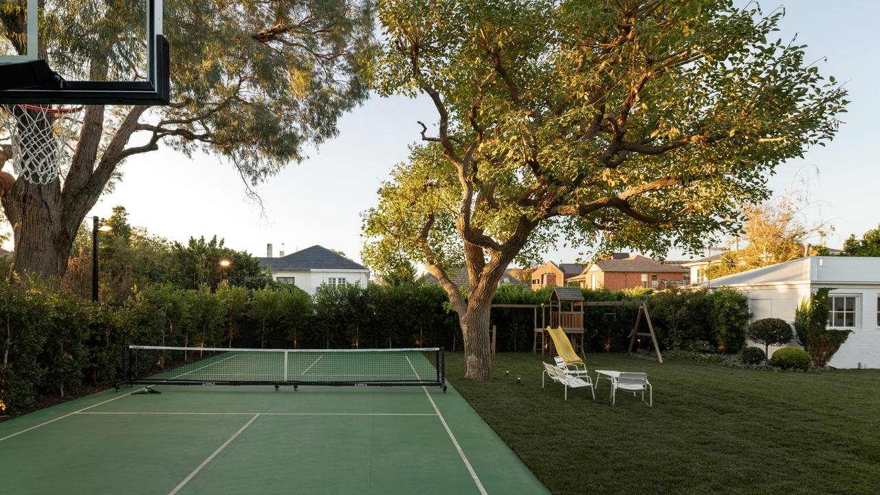 The tennis court.