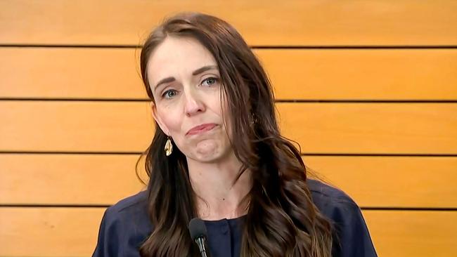 New Zealand's Prime Minister Jacinda Ardern announces her resignation. Picture: AFP