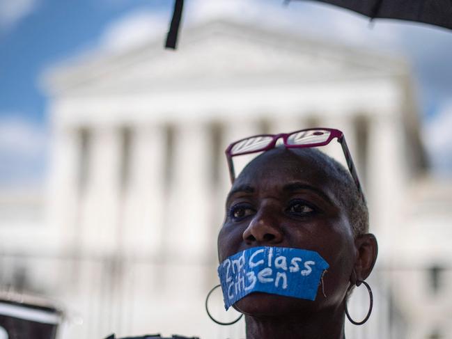 Nadine Seiler attends a rally in front of the US Supreme Court in Washington, DC, on June 25, 2022, a day after the Supreme Court released a decision striking down the right to abortion for women. Picture: Roberto Schmidt