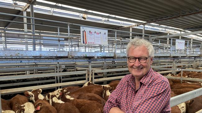 David Sleigh from Bayunga at Ruffy with the best presented pen of Herefords at Wodonga. Picture: Fiona Myers