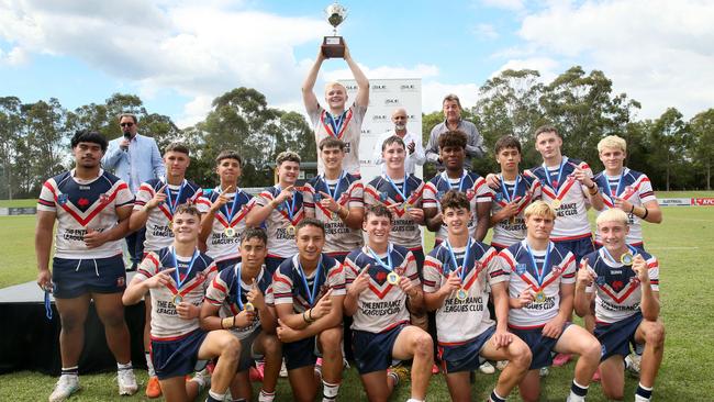 The Roosters celebrate their victory. Picture: Sue Graham