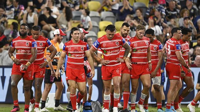 The Dragons conceded three tries while down to 12 men. Picture: Getty Images.