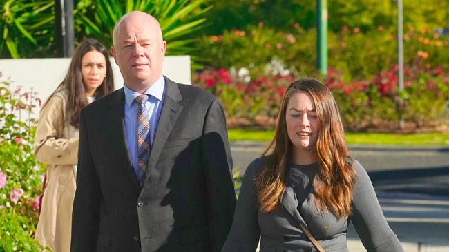 Jessica O’Donnell and Mr Patterson arrive at court. Picture: NewsWire / Luis Enrique Ascui