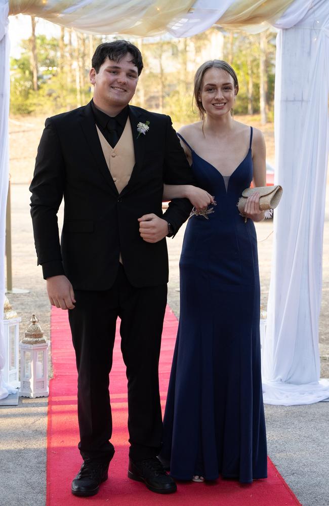 Eva Williams and Koby Knight arrive at the Gympie State High School formal 2023. November 16, 2023. Picture: Christine Schindler