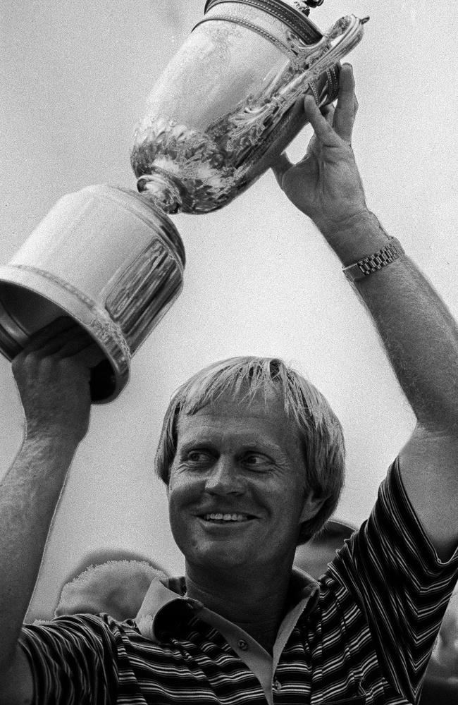 Golf - golfer Jack Nicklaus holding trophy after winning US Open tournament in Springfield, New Jersey, USA 15 Jun 1980.
