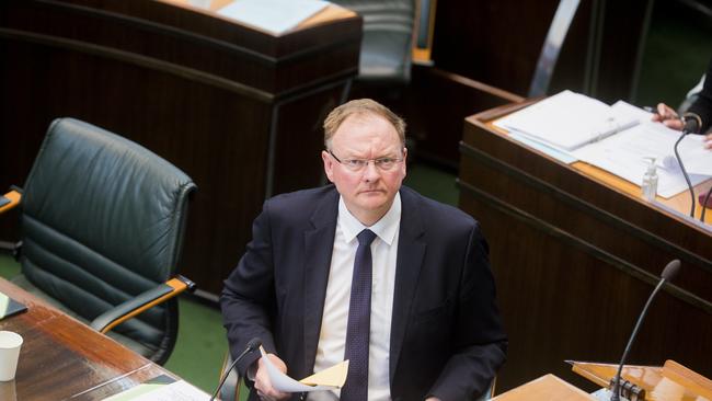 Tasmanian Parliament. Minister Roger Jaensch during amendments to the Major Projects bill.