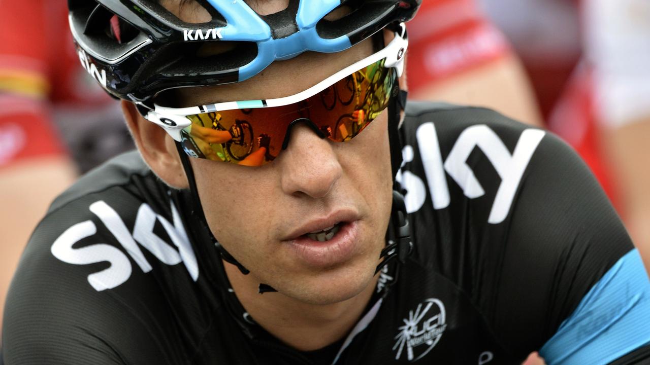 Australia's Richie Porte takes the start of the 161 km eighth stage of the 101st edition of the Tour de France cycling race on July 12, 2014 between Tomblaine and Gerardmer La Mauselaine, eastern France. AFP PHOTO / JEFF PACHOUD