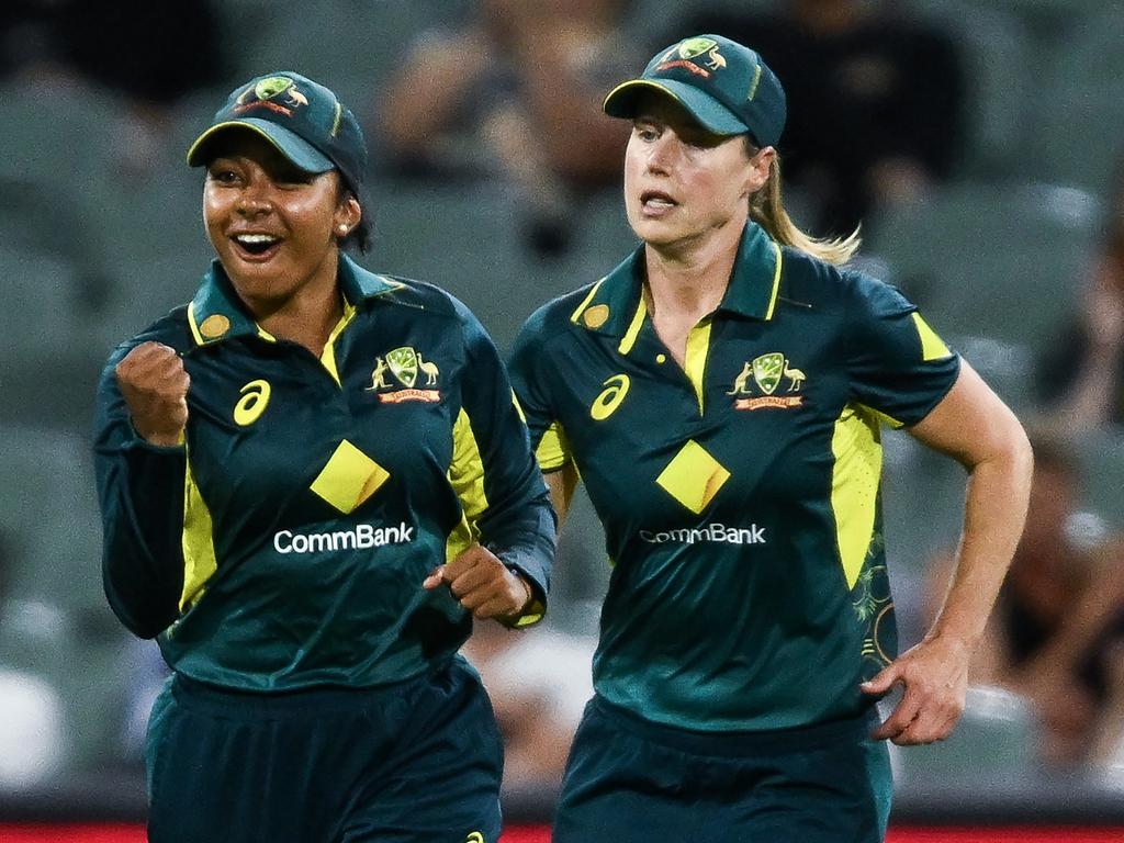 Aussie spin star Alana King celebrates a catch. Picture: Mark Brake/Getty Images