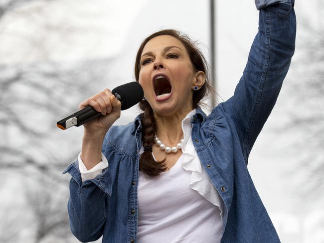 Actor Ashley Judd performs on stage during the women's march rally, Saturday, Jan. 21, 2017 in Washington. Picture: AP Photo/Jose Luis Magana