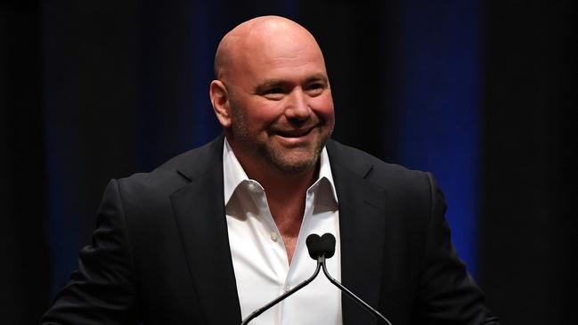 LAS VEGAS, NV - JULY 05: UFC President Dana White inducts Ronda Rousey (not pictured) into the UFC Hall of Fame at The Pearl concert theater at Palms Casino Resort on July 5, 2018 in Las Vegas, Nevada.   Ethan Miller/Getty Images/AFP == FOR NEWSPAPERS, INTERNET, TELCOS & TELEVISION USE ONLY ==