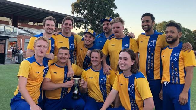 The St Brigids St Louis premiership team after its DDCA T20 grand final win.