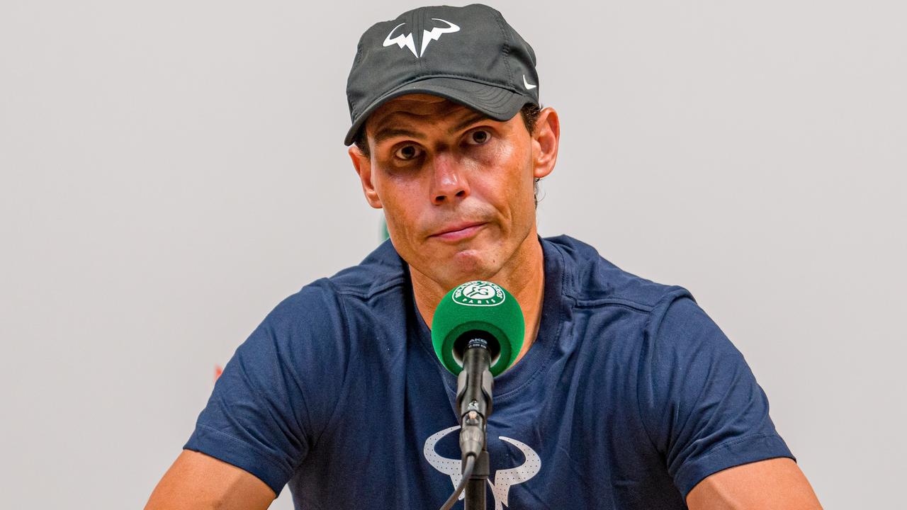 PARIS, FRANCE - JUNE 03: Rafael Nadal of Spain gives a media interview after the Men's Singles Semi Final match against Alexander Zverev of Germany on Day 13 of The 2022 French Open at Roland Garros on June 03, 2022 in Paris, France. (Photo by Andy Cheung/Getty Images)
