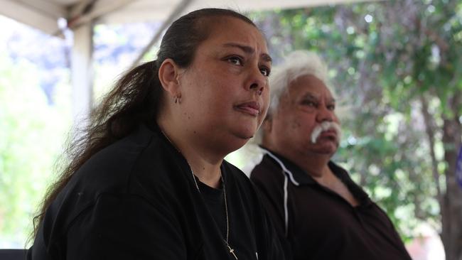 Wurrkbarbar and Matjba clan women Bernadette Calma at the Gunlom Falls sacred site hearing on Jawoyn Country, on October 22. Picture: Zizi Averill