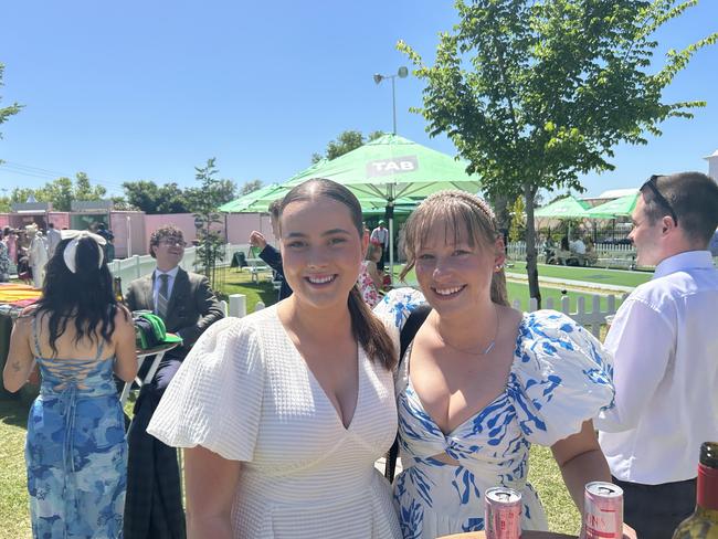 Libby Forge and Morgan Evans enjoying the Melbourne Cup. Picture: Oscar Jaeger