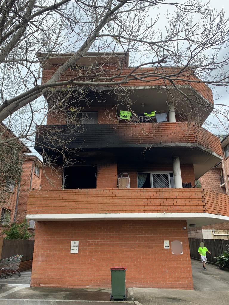 The fire ripped through the second-level flat. Picture: Fire and Rescue NSW