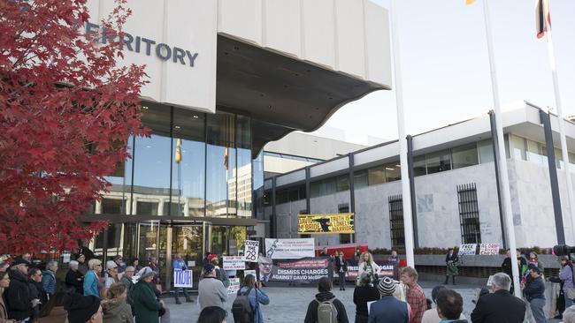 Supporters gathered at the ACT Supreme Court in Canberra. Picture: NCA NewsWire / Martin Ollman