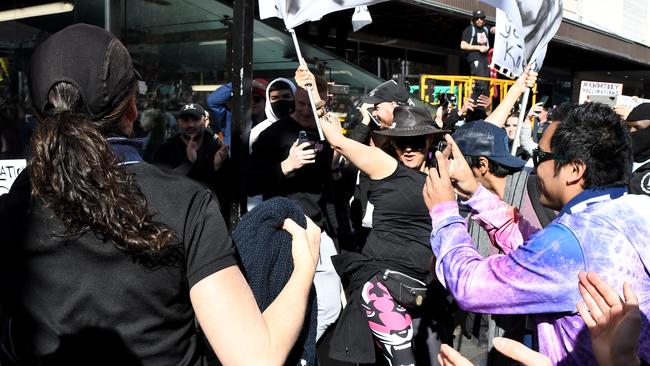 Crowds gather near Sydney’s CBD to protest against restrictions on the weekend.