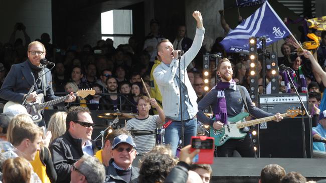 Birds of Tokyo have grand final form having played the pre-match gig in 2013. Picture: AAP.