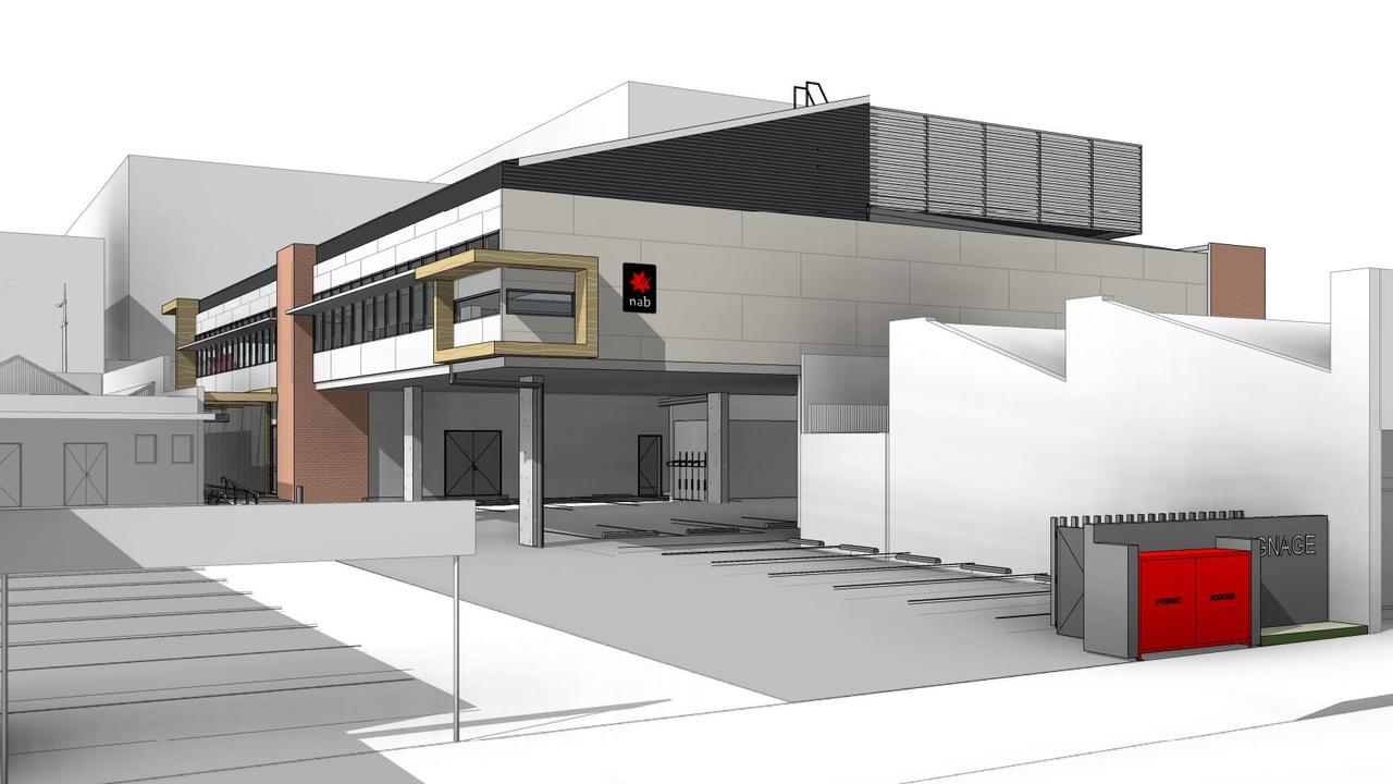 PROPOSED: Architectural designs and layouts for the proposed new National Australia Bank branch on Ruthven Street in Toowoomba City.