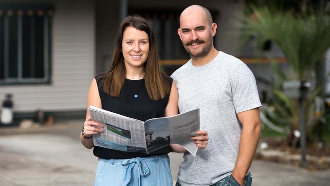 First-home buyers are more confident than they were a year ago, a Westpac report has found. Kelli Schleibs and Jim Needham are looking for their first home. Picture: Sarah Matray