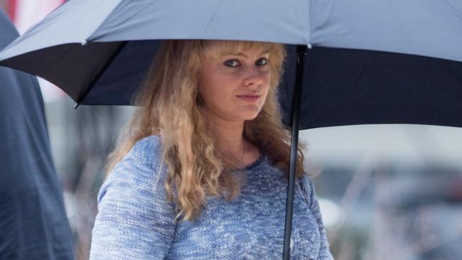 Margot Robbie gets in costume for her role as Tonya Harding. Picture: BackGrid