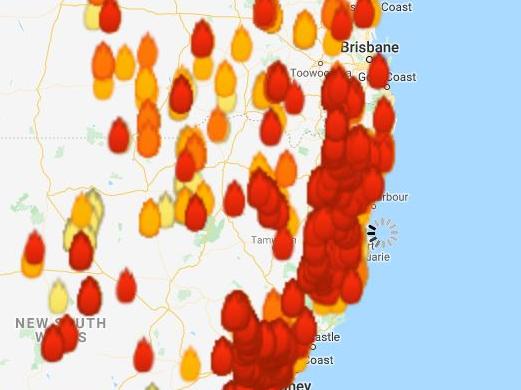 Fires across NSW. Picture: MyFireWatch