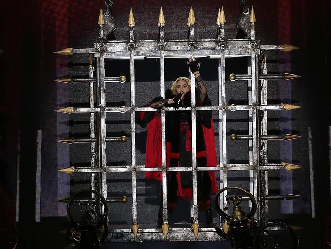 Madonna enters the stage at Brisbane Entertainment Centre on Wednesday evening. Picture: Marc Robertson