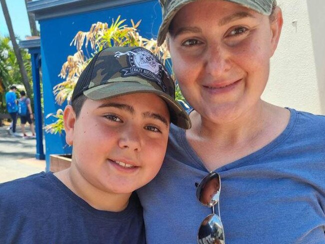 Vanessa Tadros and 10yo Nicholas before riding the helicopter. Picture Nine News.JPG