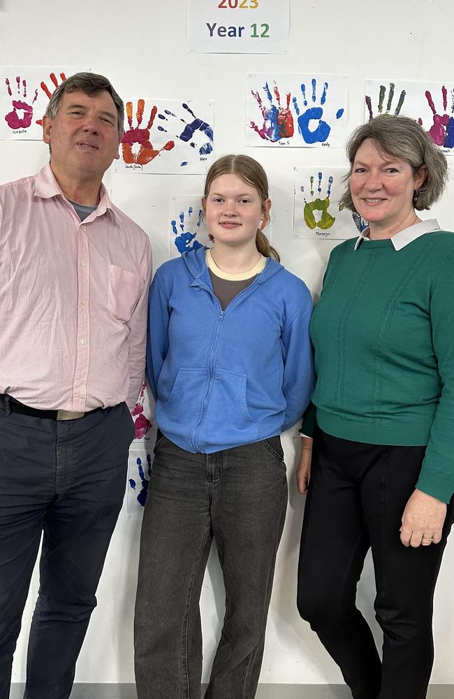 Western Heights College's dux Amanda Briese achieved an ATAR of 91.85. Pictured with her parents Tania and Boyd. Picture: Supplied