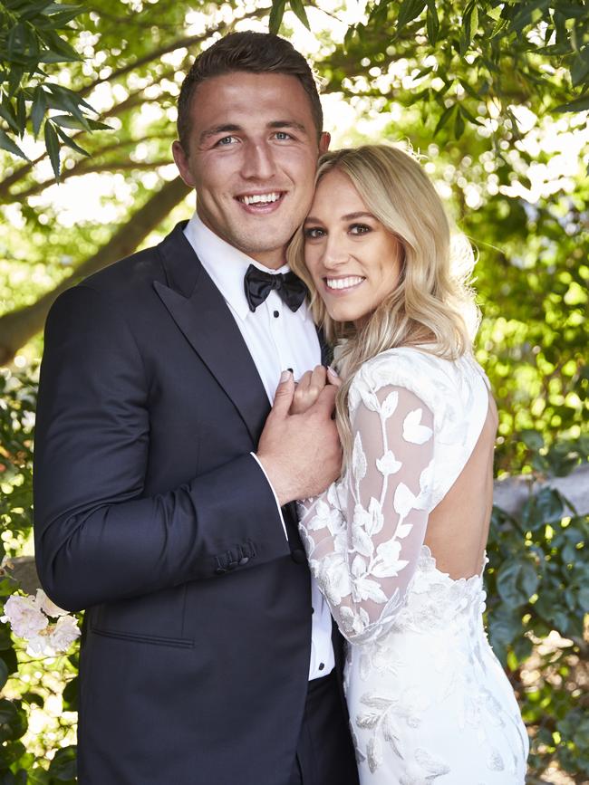 Sam and Phoebe Burgess on their wedding day in 2015. Picture: Supplied