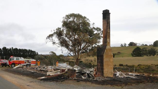 The 1900s Baden Hall in 2023 destroyed by a fire. Picture: Tasmania Police.