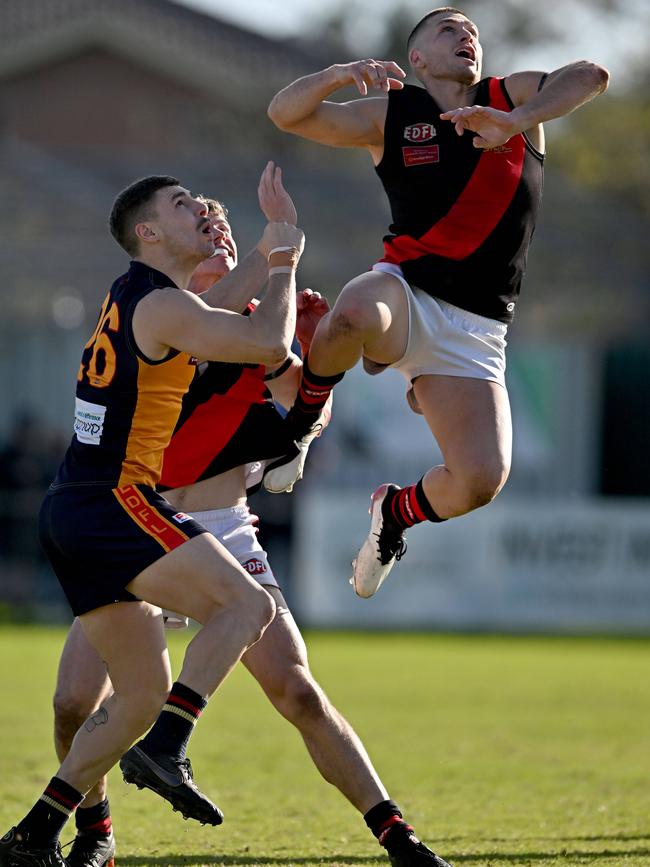 EDFL: Pascoe Vale’s Nick Parthenopoulos launches. Picture: Andy Brownbill