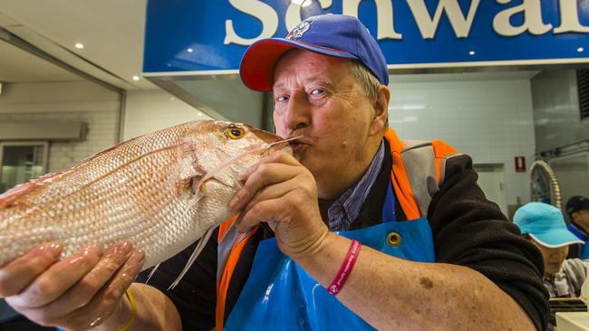 Fishmonger Dennis Schwarze has had a stall at Dandenong Market for four decades. Picture: Valeriu Campan