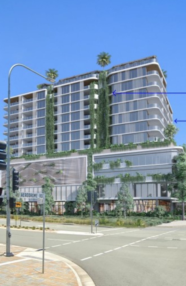 The 13-storey tower in Maroochydore. Aerodrome Rd perspective. Photo: Cottee Parker Architects