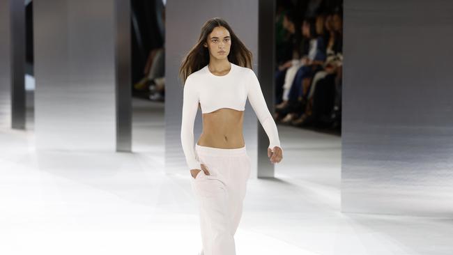 A model at the P.E Nation show during 2024 Australian Fashion Week at Carrigeworks. Picture: Richard Dobson