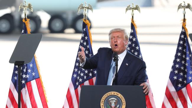 Donald Trump speaks dat The Defence Contractor Complex in Yuma, Arizona, on Wednesday. Picture: AFP