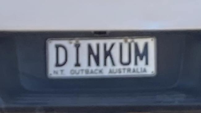 NT funny number plate, DINKUM. Picture: Facebook / NT Number Plates