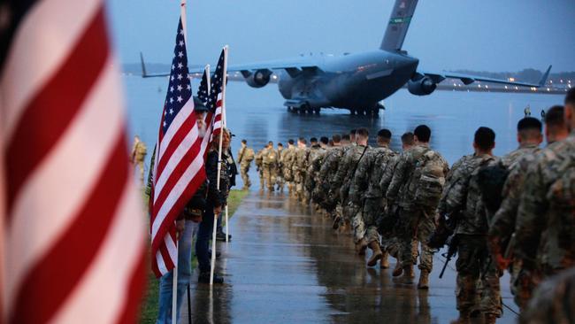 Paratroopers of the 82nd Airborne Division leave Fort Bragg, North Carolina, for the Middle East. Picture: AFP